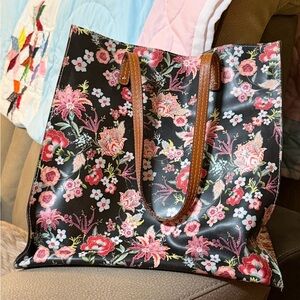 Floral Black Tote Bag